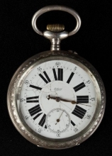 Stříbrné kapesní hodinky s porcelánovým ciferníkem vyrobené společností Eclaiv. Zboží z nabídky Starožitnosti Vodičkova, s.r.o.
